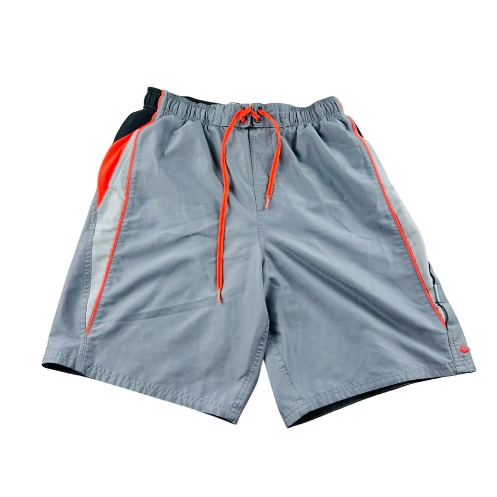Nike Swim Shorts Men M Gray Core Contend 9" Volley Colorblock Quick Dry Trunks